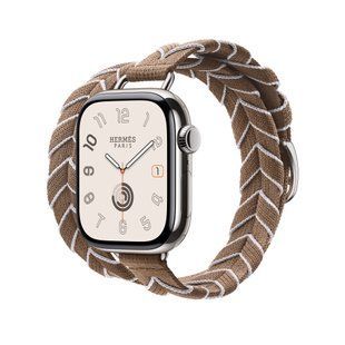 Ремінець Apple Watch Herm&egrave;s - 42mm Beige de Weimar/Blanc Bridon Attelage Double Tour (MDFQ4)