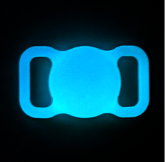 Голубой люминесцентный силиконовый чехол на ошейник для AirTag