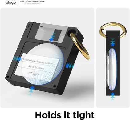 Чехол силиконовый для AirTag Elago Floppy Disk Case - Black