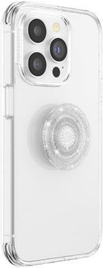 Тримач для телефону PopSockets Adhesive PopGrip - Clear Glitter Silver