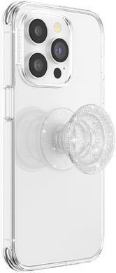 Тримач для телефону PopSockets Adhesive PopGrip - Clear Glitter Silver