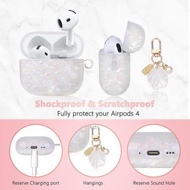 Чохол силіконовий з брелоком для AirPods 4 - Перлинний