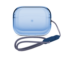 Прозрачный полиуретановый чехол со шнурком для AirPods Pro 2 - Синий