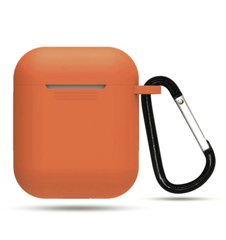 Чехол силиконовый с карабином для AirPods 1 / 2 - Оранжевый