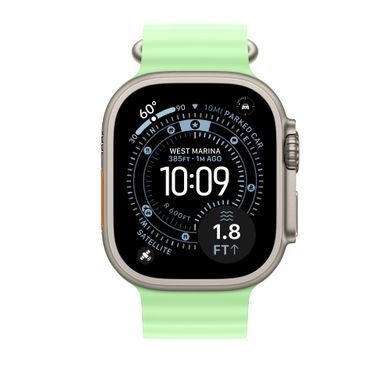 Ремешок Apple 49mm Neon Green&nbsp;Ocean Band - Natural Titanium Finish (MGCF4)