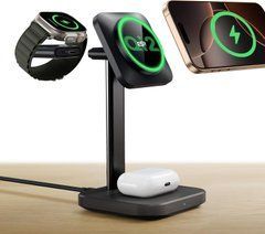 Беспроводная зарядная станция ESR Qi2 15W 3-in-1 Wireless Charging Station (HaloLock) - Black