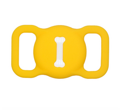 Жовтий силіконовий чохол для AirTag на нашийник для собак