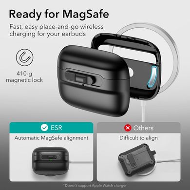 Чехол с магнитом MagSafe и замком Lid Lock для AirPods Pro 2 - Черный