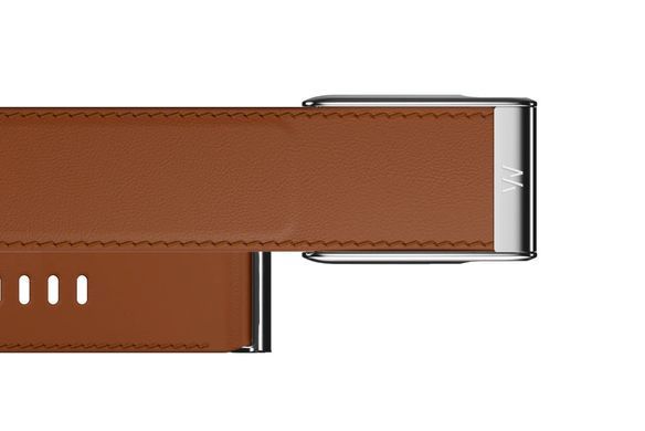 Ремешок Whoop LeatherLuxe Straight Band | Chestnut/Cream with Titanium S/M для Whoop 5.0 One/Peak/MG Life
