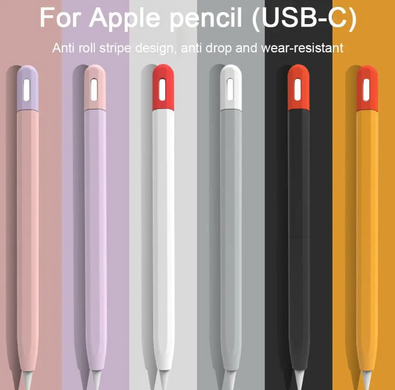 Силиконовый чехол для Apple Pencil (USB-C) - Белый с красным