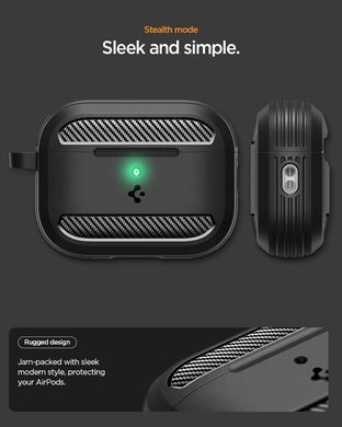Чехол Spigen Rugged Armor for AirPods Pro 3 Case Shockproof Protective Cover with Carabiner - Matte Black