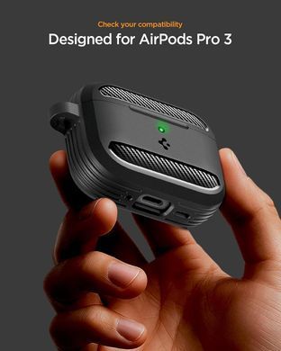 Чехол Spigen Rugged Armor for AirPods Pro 3 Case Shockproof Protective Cover with Carabiner - Matte Black