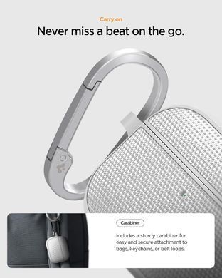 Чехол Spigen Classic Fit for AirPods Pro 3 Case Premium Fabric Cover with Carabiner - Heather Gray