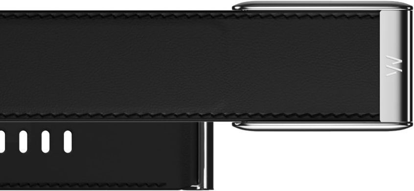 Ремешок Whoop LeatherLuxe Straight Band | Black/Cream with Titanium S/M для Whoop 5.0 One/Peak/MG Life