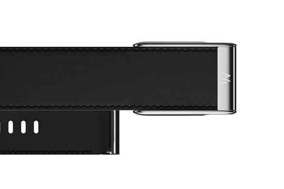 Ремешок Whoop LeatherLuxe Straight Band | Black/Cream with Titanium L/XL для Whoop 5.0 One/Peak/MG Life