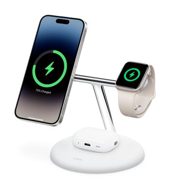 Бездротовий зарядний пристрій Belkin BoostCharge Pro 3-in-1 Magnetic Charging Stand - White (HRGH2)