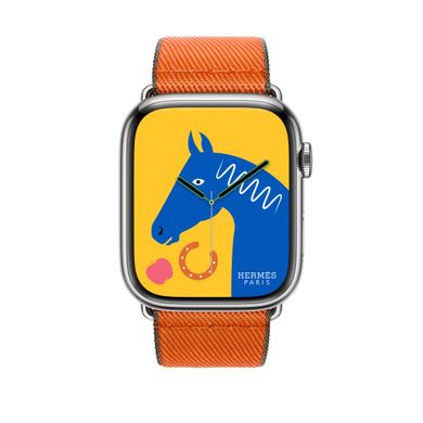 Ремешок Apple Watch Hermès - 45mm Orange/Kaki Twill Jump Single Tour (MTHK3)