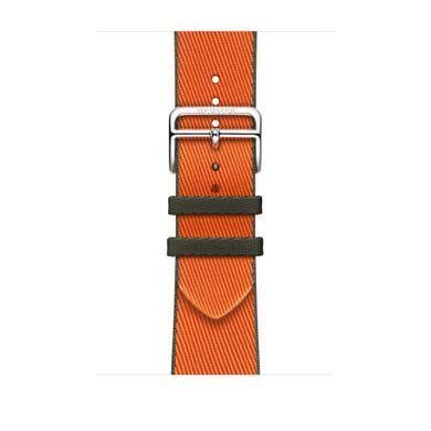 Ремешок Apple Watch Herm&egrave;s - 45mm Orange/Kaki Twill Jump Single Tour (MTHK3)