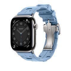 Ремешок Apple Watch Herm&egrave;s - 46mm Bleu Pastel Kilim Single Tour (MGH04)