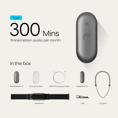 Цифровой диктофон PLAUD NotePin S - Black