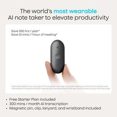 Цифровой диктофон PLAUD NotePin S - Black