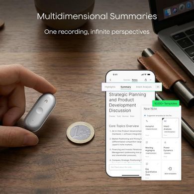 Цифровой диктофон PLAUD NotePin S - Silver