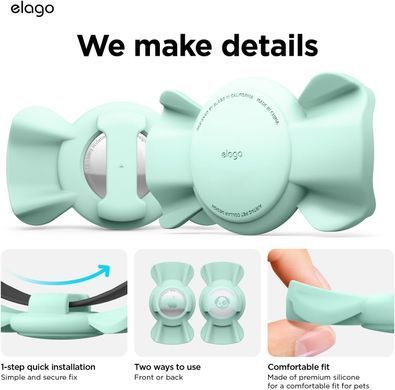 Чехол силиконовый для AirTag на ошейник Elago Pet Ribbon Case - Mint