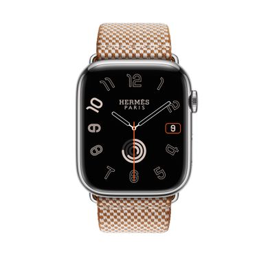 Ремешок Apple Watch Hermès - 45mm Gold/Écru Toile H Single Tour (MTJJ3)