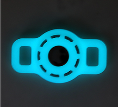 Cиліконовий чохол на вузький нашийник для AirTag - Блакитний-люмінесцентний