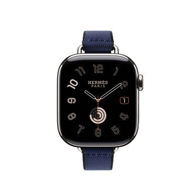 Ремешок Apple Watch Herm&egrave;s - 42mm Navy/Noir Twill Jump Attelage Single Tour (MGGV4)