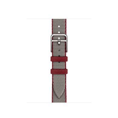 Ремінець Apple Watch Herm&egrave;s - 42mm Gris Meyer/Rouge Grenat Twill Jump Attelage Single Tour (MGGW4)