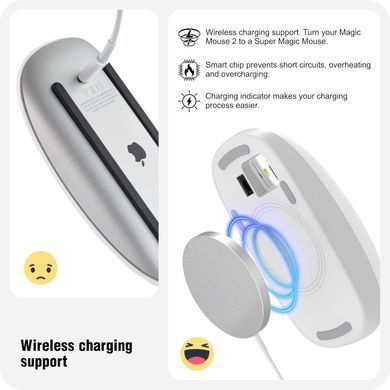 Ергономічний чохол з бездротовою зарядкою для Apple Magic Mouse (USB-C) - Білий