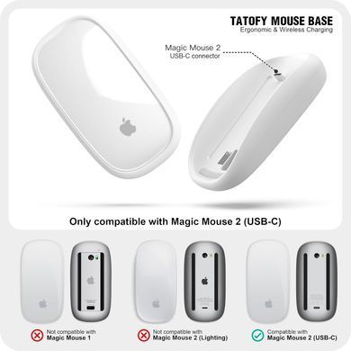 Ергономічний чохол з бездротовою зарядкою для Apple Magic Mouse (USB-C) - Білий