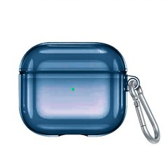 Чехол прозрачный полиуретановый с карабином для AirPods 3 - Синий