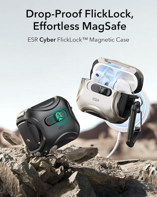 Чохол ESR Cyber FlickLock Snap-and-Charge Bundle with MagSafe для AirPods Pro 3 - Titanium