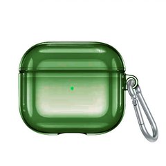 Чехол прозрачный полиуретановый с карабином для AirPods 3 - Зеленый