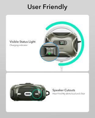 Чохол ESR Cyber FlickLock Snap-and-Charge Bundle with MagSafe для AirPods Pro 3 - Army Green