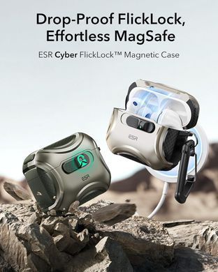 Чохол ESR Cyber FlickLock Snap-and-Charge Bundle with MagSafe для AirPods Pro 3 - Army Green