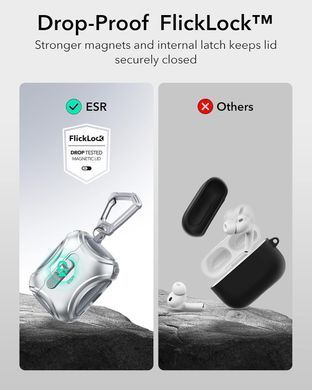 Чехол ESR Cyber FlickLock Snap-and-Charge Bundle with MagSafe для AirPods Pro 3 - Gray