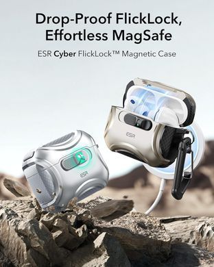 Чехол ESR Cyber FlickLock Snap-and-Charge Bundle with MagSafe для AirPods Pro 3 - Gray
