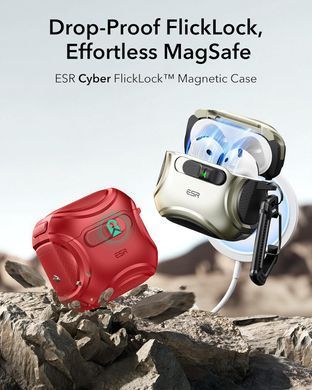 Чохол ESR Cyber FlickLock Snap-and-Charge Bundle with MagSafe для AirPods Pro 3 - Dark Red