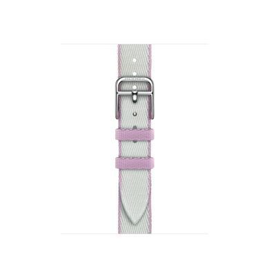 Ремешок Apple Watch Herm&egrave;s - 42mm Platine/Mauve Twill Jump Attelage Single Tour (MDFP4)