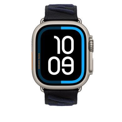Ремінець Apple Watch Herm&egrave;s - 49mm Noir/Bleu Nuit En Mer (MHXT4)