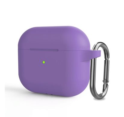 Светло-фиолетовый силиконовый чехол с карабином для AirPods 3