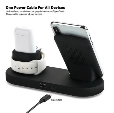 Підставка 4 в 1 для заряджання Apple Watch, AirPods, iPhone та iPad - Чорна