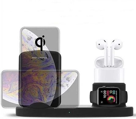 Підставка 4 в 1 для заряджання Apple Watch, AirPods, iPhone та iPad - Чорна