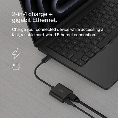 Сетевой адаптер Belkin Connect USB-C to Ethernet + Charge Adapter 100W