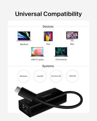 Сетевой адаптер Belkin USB-C to Gigabit Ethernet Adapter - Black