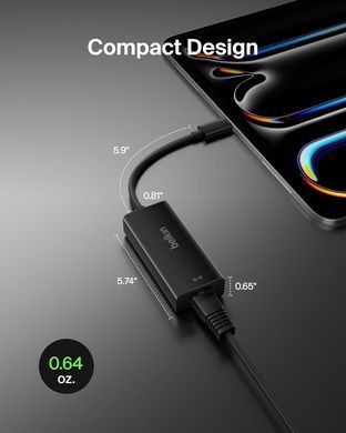 Сетевой адаптер Belkin USB-C to Gigabit Ethernet Adapter - Black