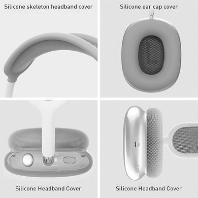 Комплект накладок для наушников Apple AirPods Max - Прозрачный/Серый